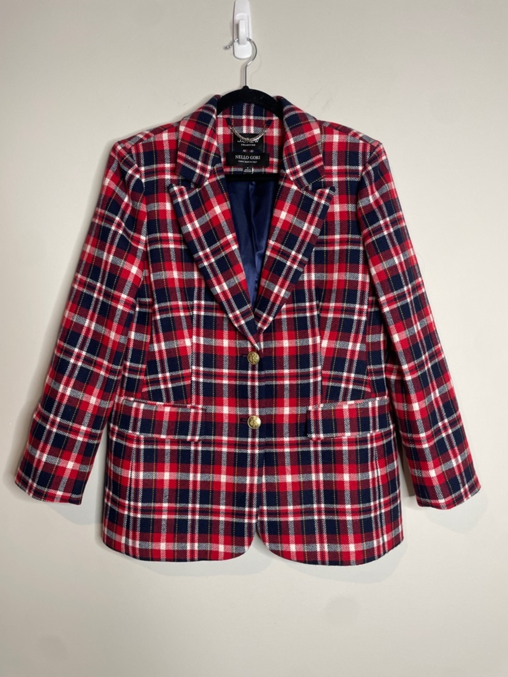 J. Crew Collection Nello Gori | Women’s Plaid Blazer Jacket Wool Blend Size 8 - Picture 2 of 7
